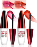 Peel Off Lip StainTattoo Lip Gloss,2 Pcs Pink Nude Red Matte Lip Liner Stain Peel Off Waterproof Long Lasting,Highly Pigmented Transfer-Proof Non-Stick Tinted Liquid Lipstick Makeup for Women-01+02