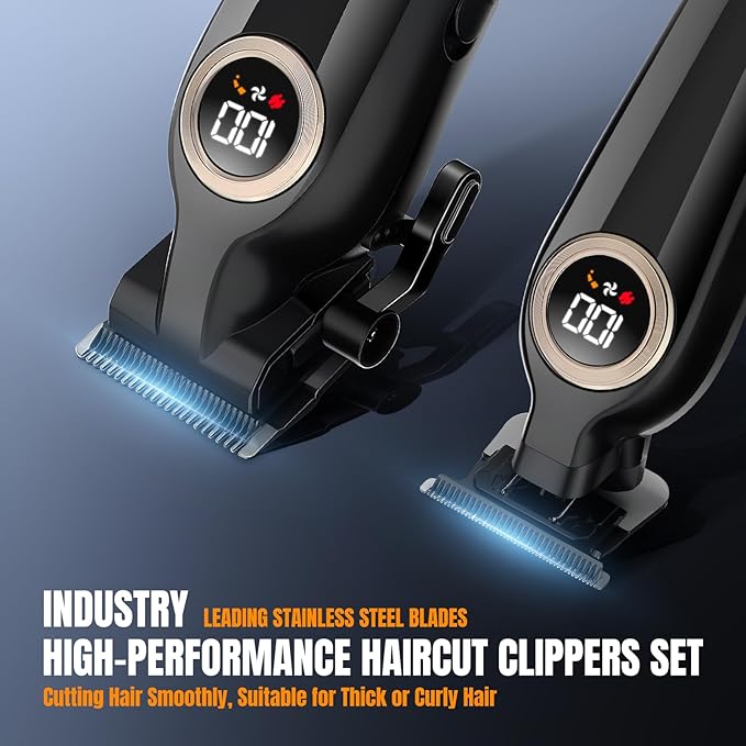 Hair Clippers for Men Professional, Cordless Barber Clippers and Trimmers Set, Electric Clippers for Hair Cutting Kit with LED Display, Gift for Men