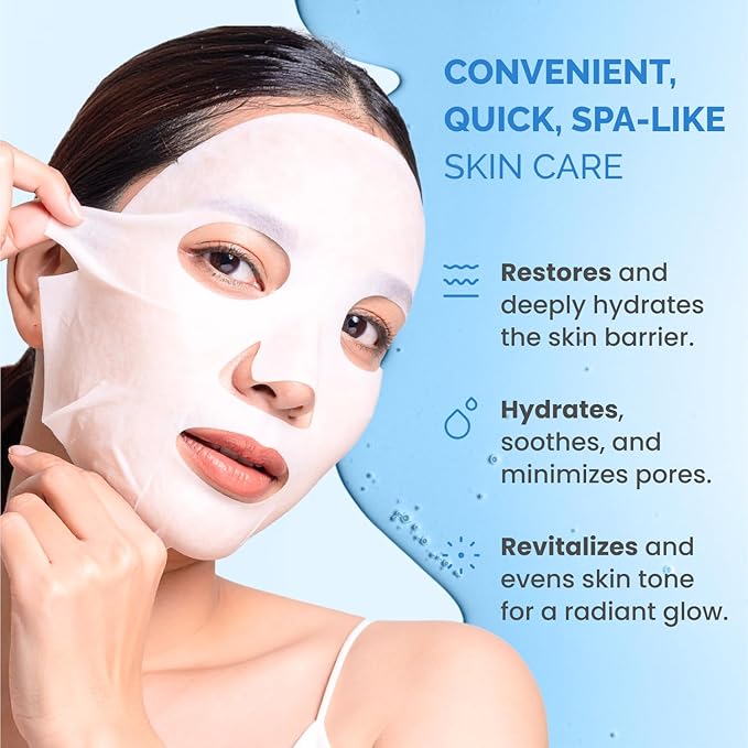 PLANTIFIQUE Facial Sheet Mask Coco Dew 5 Pack – Moisturizing Face Mask with Coconut & Ceramide – Radiant Skin Nourishing Korean Skincare Pack for All Skin Types