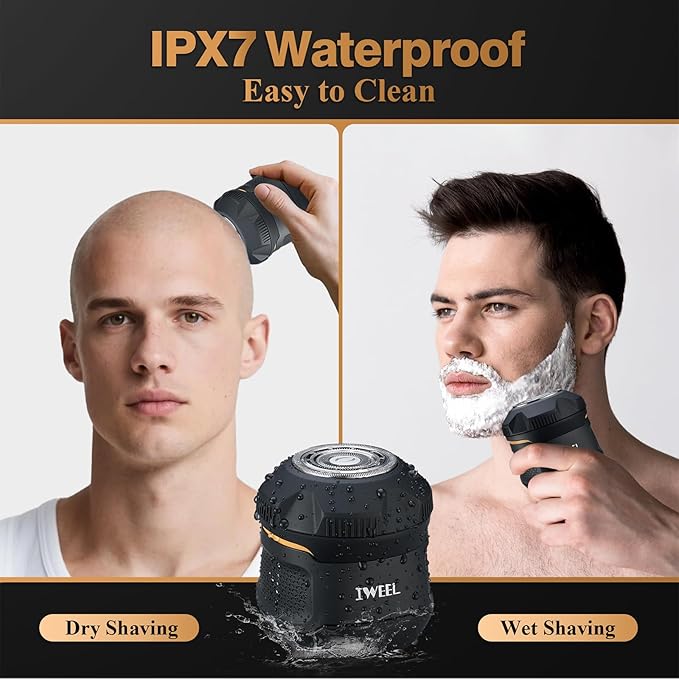 Head Shavers for Bald Men Magnetic Electric Razor Rechargeable Head and Face Shaver for Men Beard Trimmer IPX7 Waterproof Wet/Dry Bald and Skull Shavers Cordless Grooming Kit for Travel Home