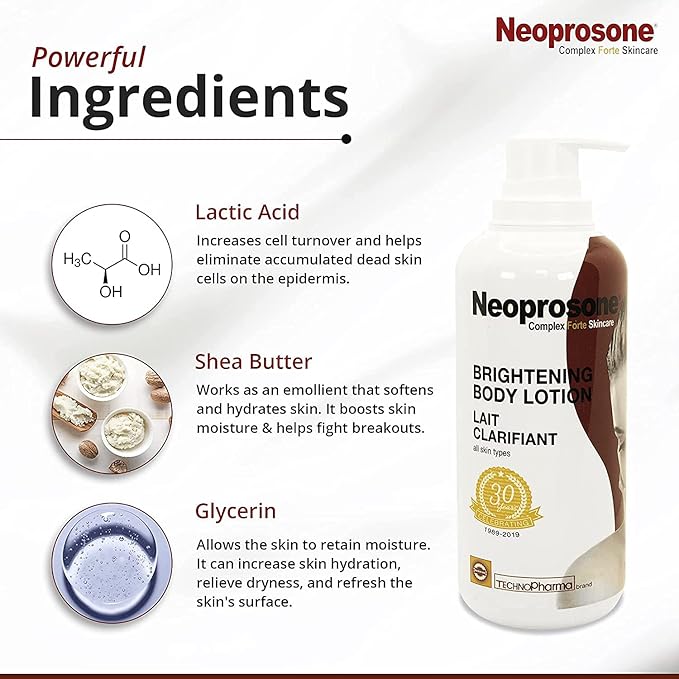 Neoprosone Brightening Body Lotion 400ml - For Dark Spots, Skin Brightening and Anti-Oxidant Properties, with Vitamin c and Alpha Arbutin Complex