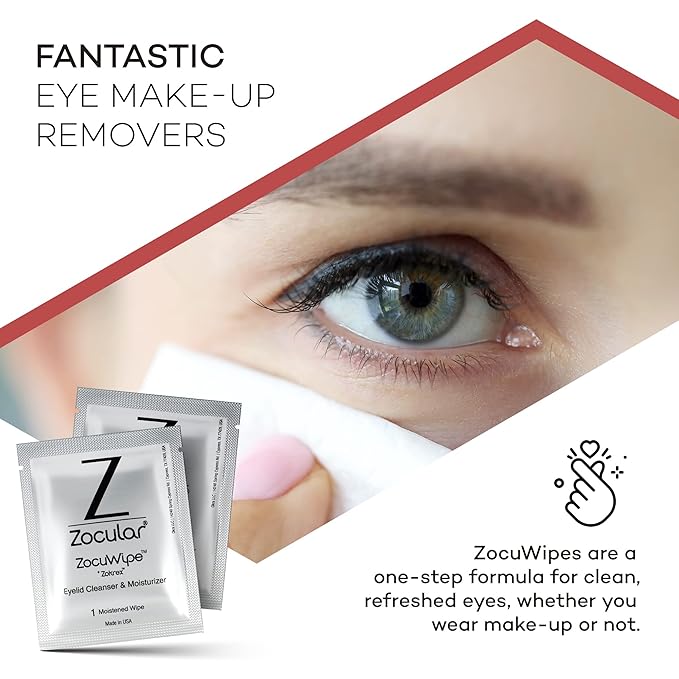 Zocular - Zocuwipe Eyelid Wipes with Natural Okra Complex - Eyelid Cleanser and Moisturizer Pads - Eyelid Cleansing Wipes - Blepharitis Treatment - 40ct