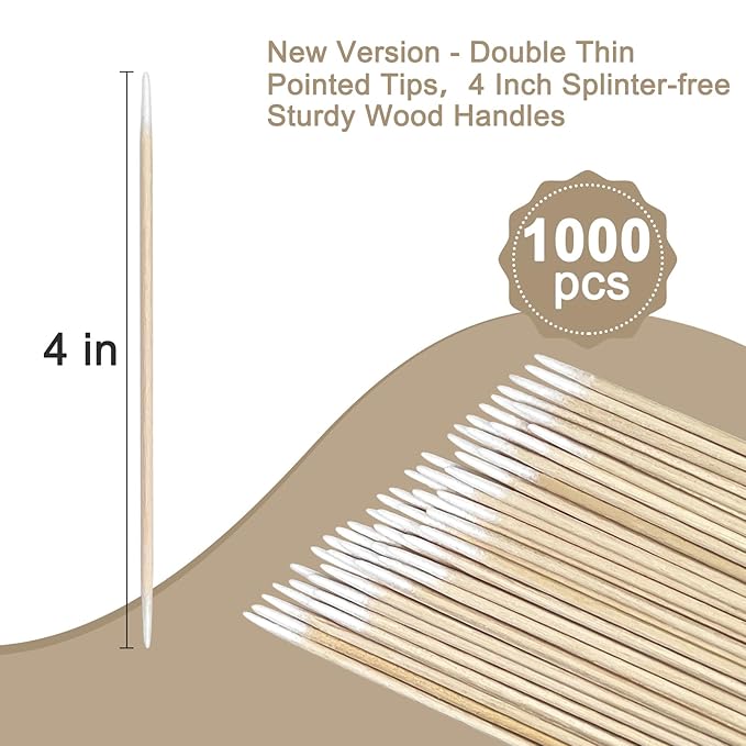 Eyxformula 1000 Pcs Double Tip Microblading Cotton Swabs – 4 Inch Precision Pointed Mini Small Cotton Swabs for Nail Art, Makeup Detailing, Eyebrow Mapping, Cleaning Electronics & Crafting Projects
