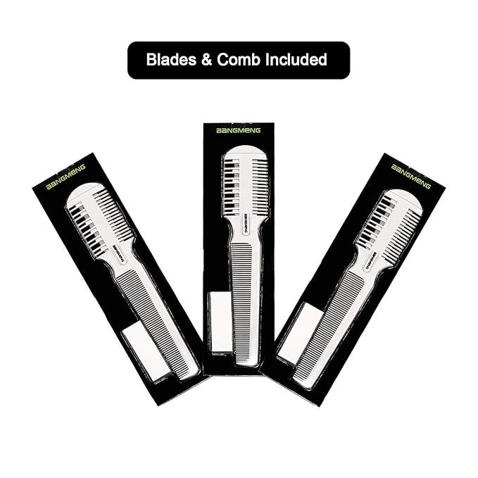 Hair Cutter Comb, Shaper Razor Comb, Split Ends Trimmer Styler, Double Edge Razor Blades for Thinning, Cutting and Styling, Extra 5 Blades Included