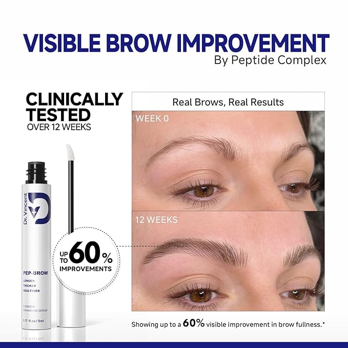 Eyebrow Growth Serum with Biotin Peptides, 2.3× Absorption Advanced Formula for Naturally Fuller, Thicker, Stronger Brows, Vegan Cruelty-Free, 0.17 Fl Oz (5mL)