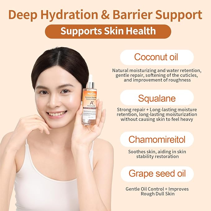 Skin Care Essential oil Coconut & SqualaneDual-Essence Oil Skincare Tech 2026 | 80ml Soothes,Brightens, and repairs your skin barrier. Formulated for allskin types