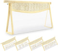 Small Boho Straw Clear Makeup Bags for Women&Girls, Zipper Cosmetic Bag Chenille Varsity Letter Patch Bag, Preppy Cute Toiletry Pouch, Trendy Organizer Storage Pouch for Beach Travel Essentials