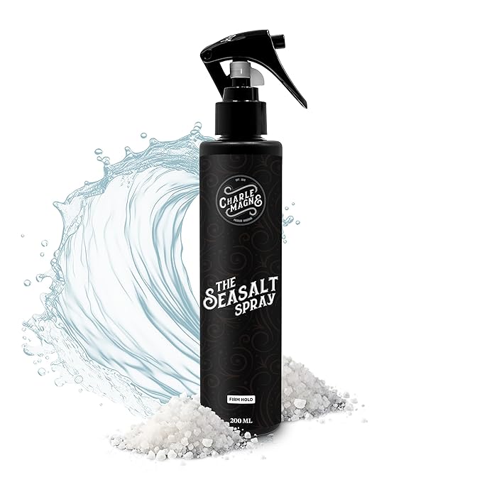 Charlemagne Sea Salt Hair Spray - 6.76 fl oz, Pack of 1, Mediterranean Breeze - Firm Hold & Volume Boost Sea Salt Spray for Men - Heat Protection - Matte Finish Tousled Beach Hair