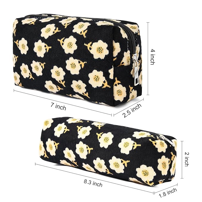SOIDRAM Floral Cosmetic Bag - Large Capacity Makeup Bag and Brush Storage Travel Organizer