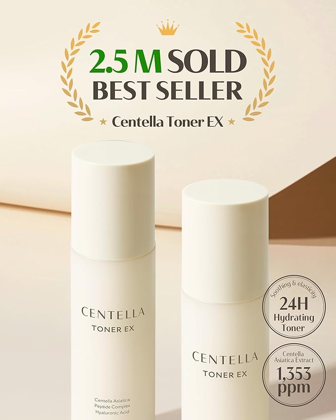 DR.PEPTI Centella Toner EX - Korean Face Toner with Hyaluronic Acid Peptides Niacinamide - Soothing Moisturizing for Dry Sensitive Skin - Milky Serum Formula, 6.09 fl.oz.