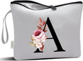 Vavabox A-Z Personalized Makeup Bag, Birthday Gifts for Women Mom, Gifts for Best Friend, Bride Bridesmaid Cosmetic bag (A, Grey)