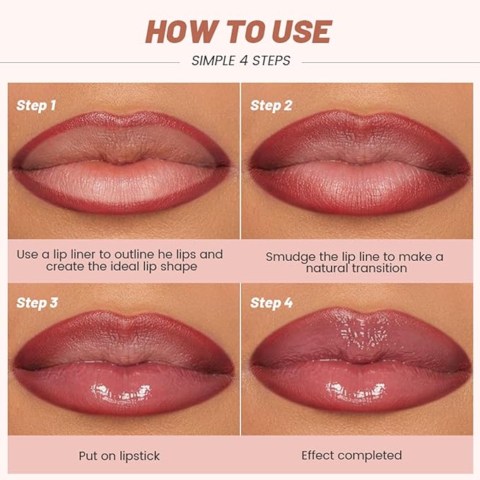 Erinde 2pcs Lip Liner and Lipstick Combo Set, Matte Lipliner Pencil & Hydrating Lip Gloss Makeup Kits for Women, Waterproof, Long Lasting, Highly Pigmented, Nude Brown Natural Lipstick, 03