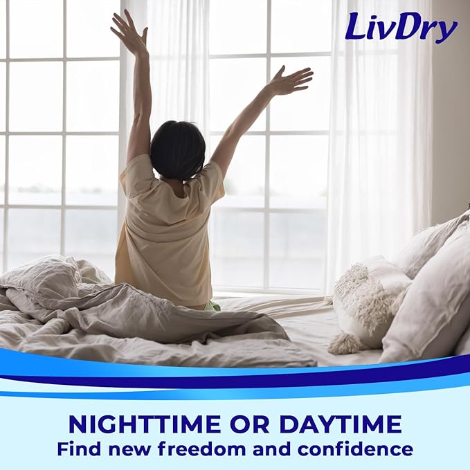 LivDry Adult S Incontinence Underwear, Overnight Comfort Absorbency, Leak Protection, Small, 18-Pack