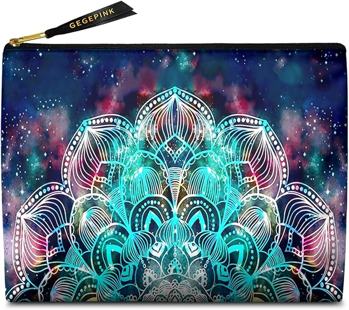 Cute Makeup Bag for Purse Waterproof Cosmetic Bags for Women Funny Smooth Zipper Travel Toiletry Pouch 10X8 Inches-Mandala Nebula Makeup pouch