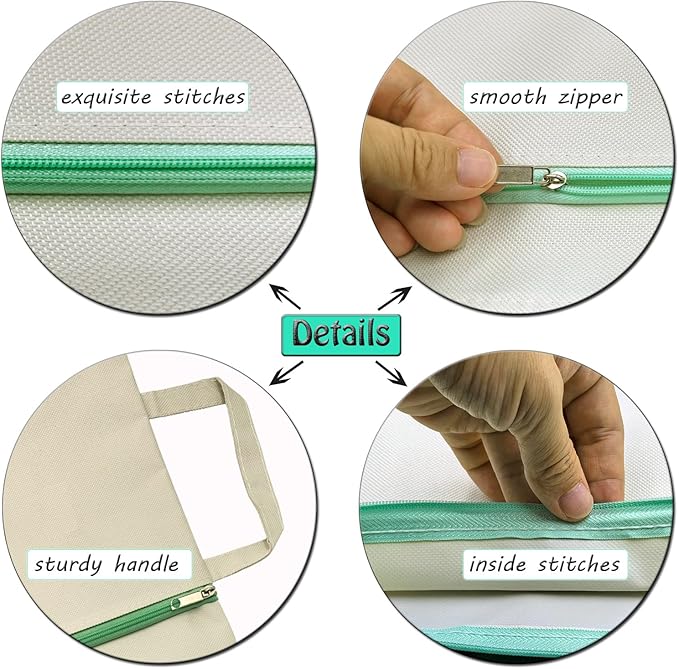 A4 Mesh Zipper Pouch, Waterproof File Bag with Handle,Foldable Document Organizer for School, Office, Travel - Durable Folder with Puzzle Project/Cross Stitch (2)
