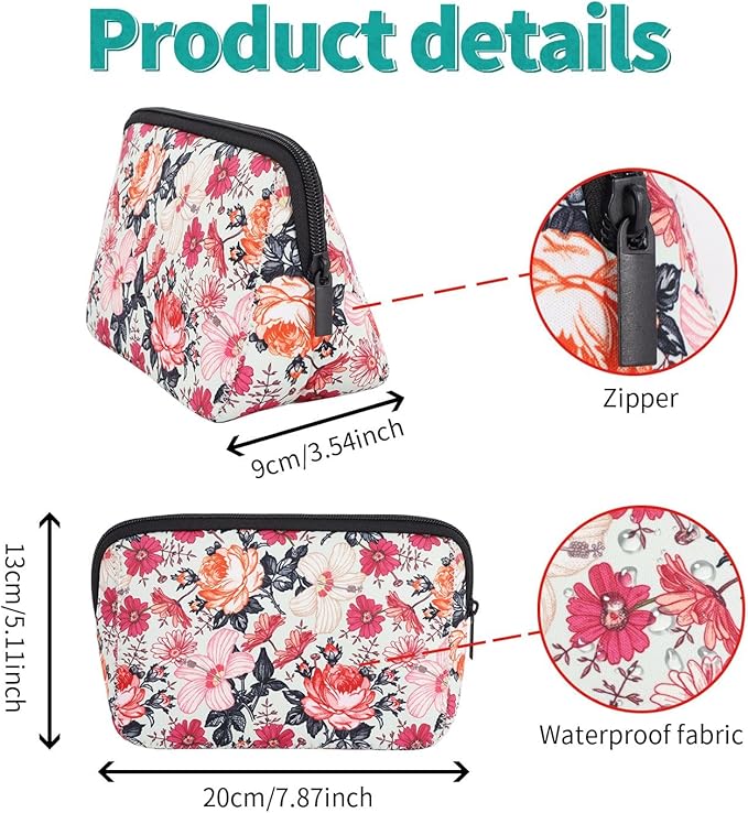 Cosmetic Bag Waterproof Neoprene Zipper Pouch Travel Portable Toiletry Makeup Bags Organizer Case for Women and Girls