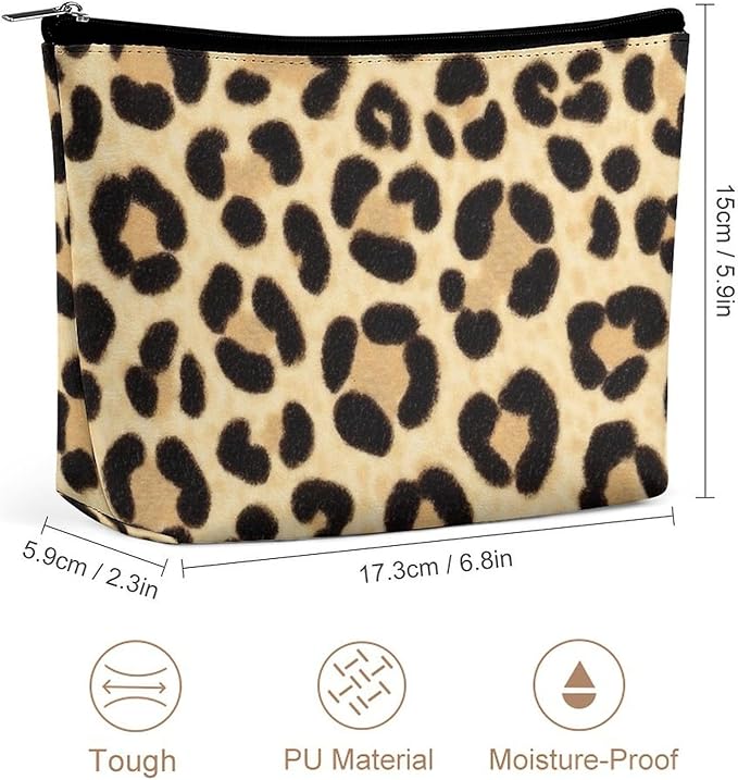Travel Cosmetic Bag, Large Makeup Case, Toiletry Bag, Personality Fashion Zipper Cosmetic Case Wild Animal Leopard Print