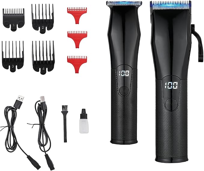 AIJALY Hair Clippers for Men, Cordless Clippers for Hair Cutting, Mens Hair Clippers and Trimmer Kit，Black