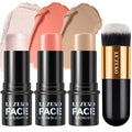Lezero 3Pcs Contour Stick Makeup Kit, Shades with Highlighter, Blush and Bronzer Stick for Sculpt the Face and All Skin Type, Long Lasting, Smooth, Dewy & Matte Finish, #1 FAIR