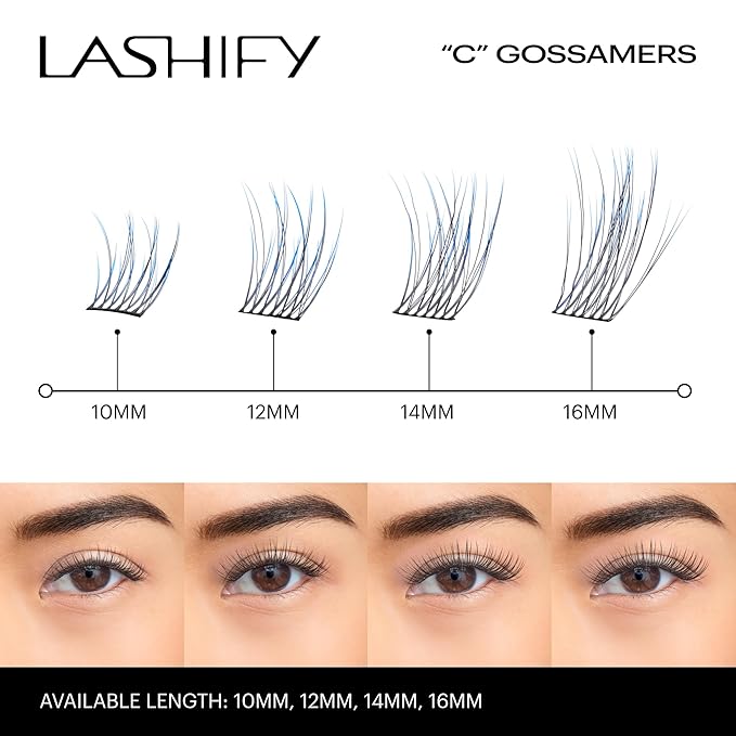 Lashify Curl 10mm Gossamer Eyelash Extensions Refill in Ombre Blue, Easy DIY False Lashes for a Natural Look