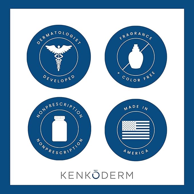 Kenkoderm Psoriasis Cream - Natural Moisturizing Face & Body Lotion with 2 Percent Salicylic Acid - Renewing Topical Formula for Dry & Sensitive Skin, Fragrance & Color Free, 10 oz., 1 Jar