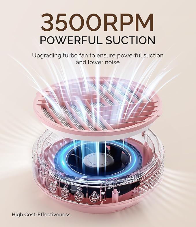 MelodySusie Cordless Nail Dust Collector,SProR 3500RPM Rechargeable Vacuum Fan Dust Extractor with Reusable Filter for Mobile Nail Tech, Salon & Home