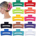 4.1 Inch Jumbo Claw Clips for Thick Hair - 12 Pcs Square Hair Accessories for Women and Girls - Dopamine