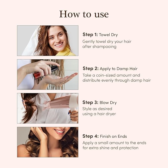 Argan Oil Hair Serum - Hydrates, Repairs Dry, Frizzy, Damaged Hair, Repairs Frayed Ends, Smooths & Strengthens, Suitable for All Hair Types, 3.38 Fl Oz