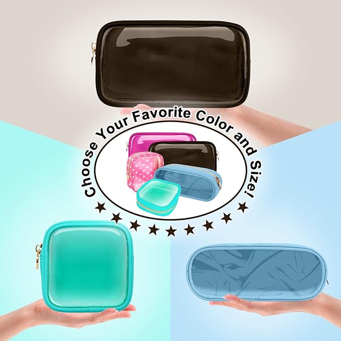 Nylon Mini Clear Makeup Organizer Bag for Purse, Small Cute Black Makeup Bag Preppy Cosmetic Zipper Pouch Purse, Waterproof Travel Coin Pouch Sanitary Napkin Storage Bag Clutch for Women Girls(Brown)