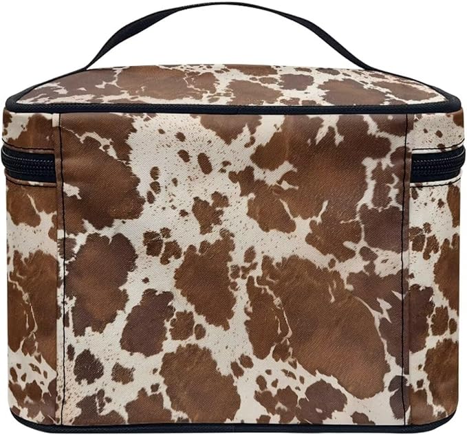 JoyLamoria Cosmetic Bag Toiletry Bag Zipper Closure Pouch Durable Makeup Bag Travel Case with Brown Leopard Print