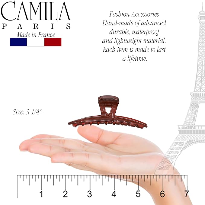Camila Paris CP3228 French Hair Clip for Women, Narrow, Strong Hold Grip Double Teeth Girls Hair Claw Clips Jaw, Fashion Durable Styling Hair Accessories for Women, Made in France