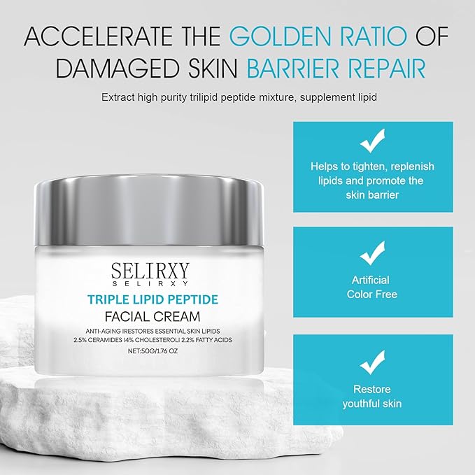 Nodfens Triple Lipid Peptide Cream for Anti-Aging, Restores & Repairs Mature Skin for Radiant, Smooth Complexion - Advanced Strength Recovery Face Moisturizer Cream