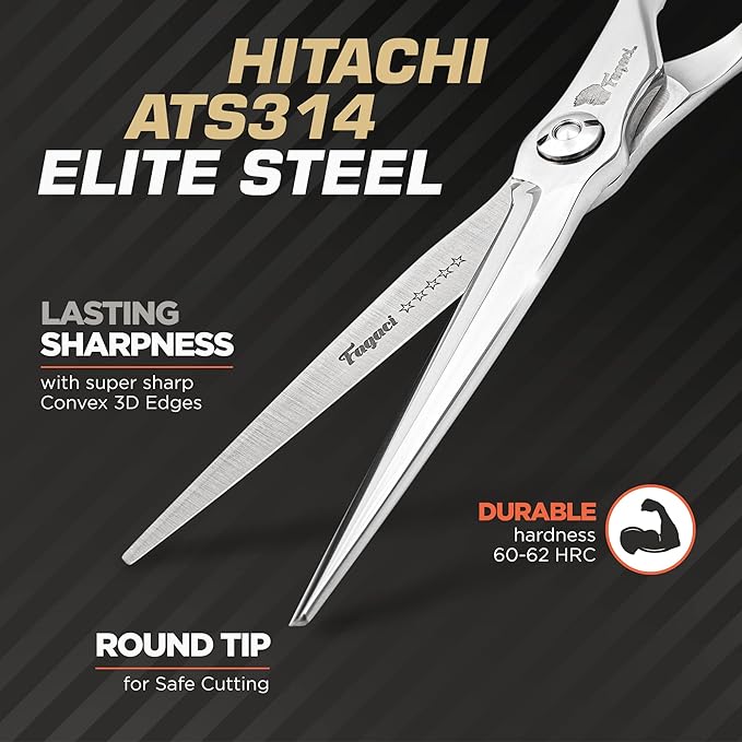 Fagaci Professional Hair Scissors 6' Razor Sharp Blades, Fine Cutting ATS314 Steel Hair Cutting Scissors