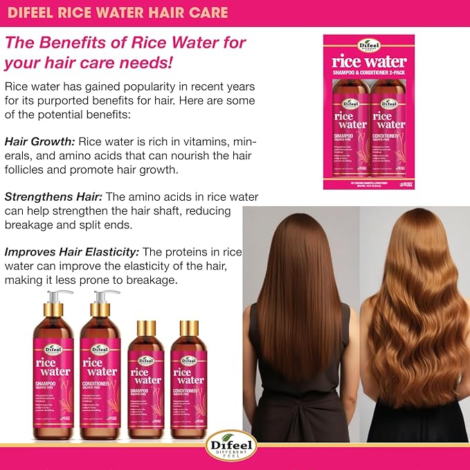 Difeel Rice Water Conditioner 33.8 oz. - Strengthening, Sulfate Free Natural Hair Conditioner