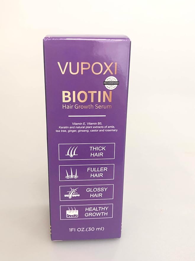 Biotin Hair Growth Serum - Topical Biotin Hair Serum for Hair Growth Infused with Peptides, Keratin, Caffeine, and Vitamins, All Hair Types 1 Fl Oz (1.01 FL OZ, Rosemary)
