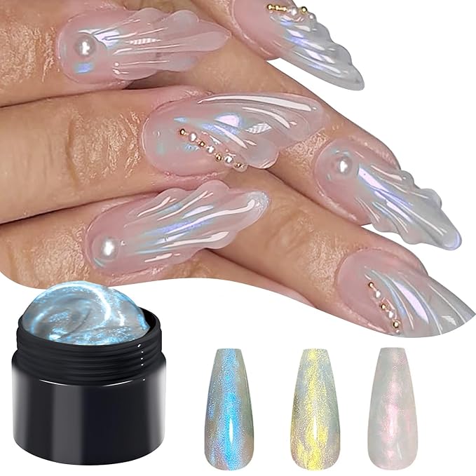 Solid Builder Gel for Nails,3 colors Aurora Non-Sticky Hand Sculpting Gel For Nail Art,Super Strong Long Lasting Adhesive for Press on and Acrylic Nails, 3D Sculpting for DIY Home and Salon Use