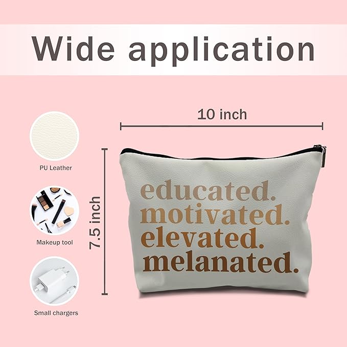 Nogrit African American Gifts,Black Women Girls Gifts,Black Women Makeup Bag Cosmetic Bag, Melanin Makeup Travel Toiletry Bag,PU