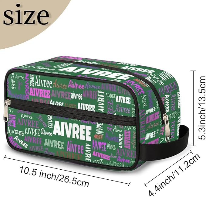 Customized Travel Makeup Toiletry Bag, Waterproof Large Cosmetic Bag Makeup Shaving Bag Organizer Case, Deep Forest Green Background