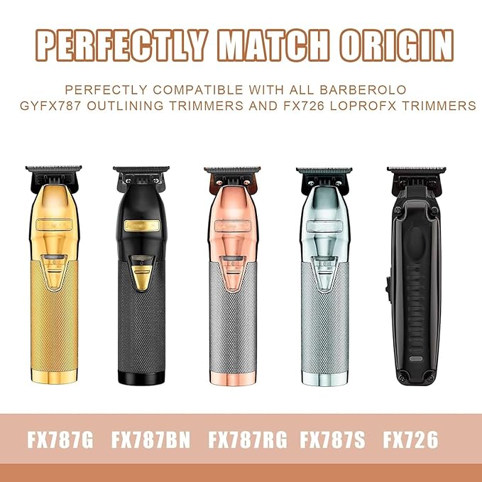 FX707Z Replacement Blades Compatible with BaBylissPRO FX787 & FX726 Trimmers, for Outlining Hair Trimmers (FX787) - rose gold