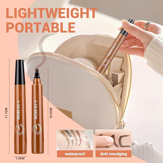 Microblading Eyebrow Pencils for Women,2026 Upgraded 3D Waterproof Eyebrow Pen,Long Lasting 4-Tip Brow Pencil, Eye Brow Pen for Natural Brows (Light Brown)