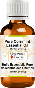 Greenwood Essential Cornmint Essential Oil (Mentha arvensis) Pure | Non-Sticky | Non-Greasy | Lightweight | Men & Women | All Skin Types | Steam Distilled 30ml (1 oz)