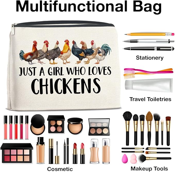Chickens Gifts Makeup Bag Funny Chickens Gifts for Girl Women Cosmetic Bag Zipper Makeup Pouch Gift