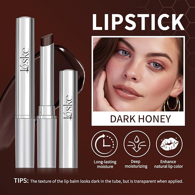 Honey Lipstick, Moisturizing Natural Lip Color, Hydrating Long Lasting Glossy Finish with Honey for Smooth Soft Lips, Smooth Application, Daily Wear (Black)