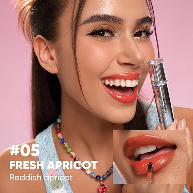 JUDYDOLL Ice Watery Lip Gloss- Long Lasting & Transfer-Proof, Infused with 86% Essence with Ice Iron Applicator, Non-Sticky Glossy Finish for Daily Wear, Mirror Lip Glazes, Moisturizing Plumping Gloss