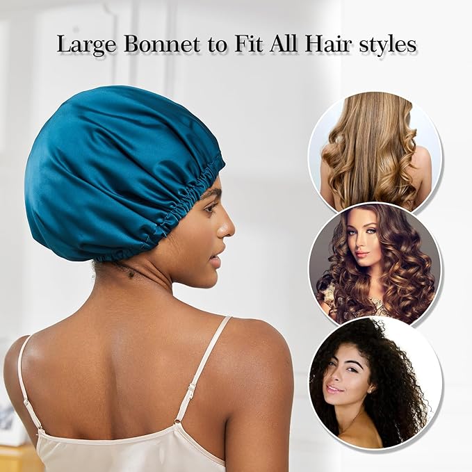 Satin Bonnet Silk Bonnet for Sleeping Women Double Layer Hair Bonnet Wrap Sleep Cap Gifts for Women Curly Hair