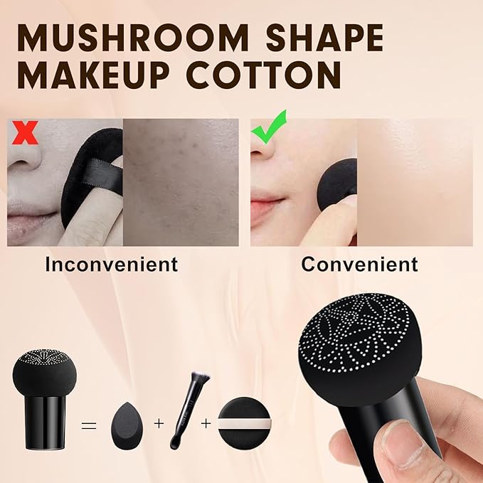 Mushroom Head Air Cushion CC Cream - Tattoo Cover up Makeup Waterproof Long-Lasting Moisturizing Concealer Foundation, Even Skin Tone for All Skin Types (Ivory)