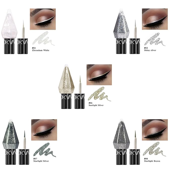 5 Pcs Liquid Eyeshadow Glitter Eyeliner Diamond Colorful Set with Shimmery and Waterproof Eye Shadow for Gift Eye Glitter Makeup (Type B)