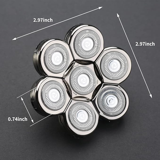 7 Blade Replacement Heads,Bald Shaver Replacement Heads Rotary Shaver for Bald Men Replacement Blade Beard Universal Fast Double Ring Hair Trimmer for 5 6 7 Head Electric Shaver