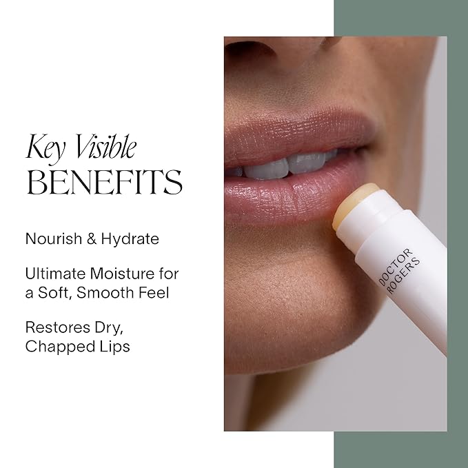 Doctor Rogers Lip Balm. Hydrating & Softening Lip Moisturizer for Very Dry Lips, Natural & Hypoallergenic, 0.15 Ounce (4.25 g), Pack of 3 tubes