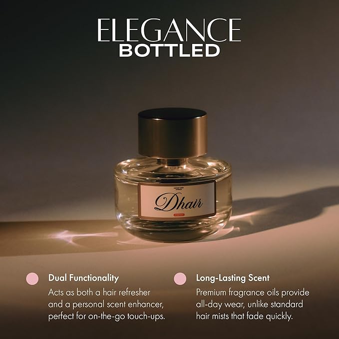 D'Cheveux Hair Perfume Mist for all hair types. Long- lasting fragrance with Jasmine, vanilla, coconut & caramel scent. Infused with Argan Oil for hydration, nourishment & shine Luxury perfume, 50ml